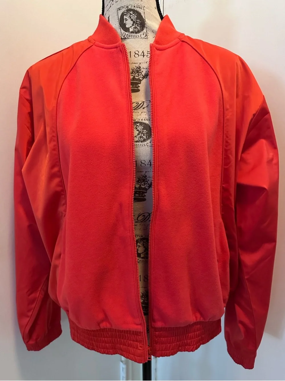 ATHLETA Zion Microfleece Full Zip Athletic Baseball Jacket Red/Orange